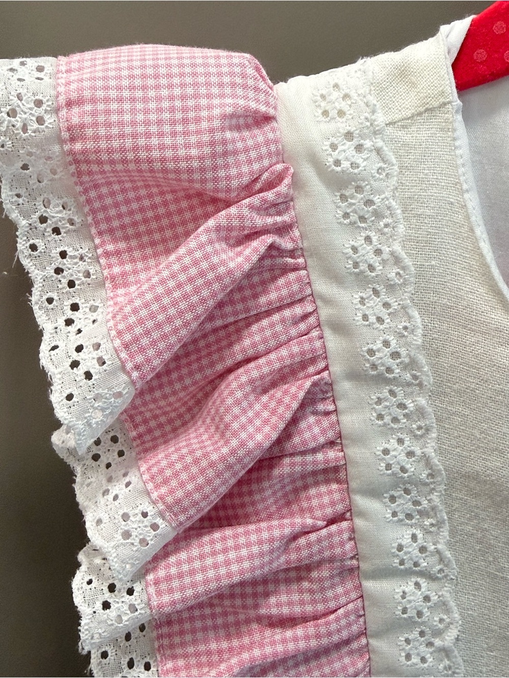 Girls Pink and White Ruffle-Shoulder Party Dress - Picture 4 of 6